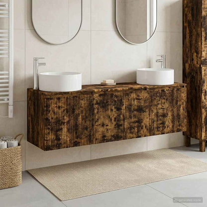 Bathroom Cabinet Set 3 pcs Smoked Oak 49.5 x 44.5 x 65.5 cm