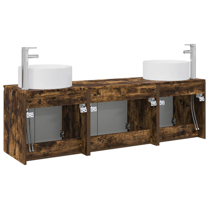 Bathroom Cabinet Set 3 pcs Smoked Oak 49.5 x 44.5 x 65.5 cm