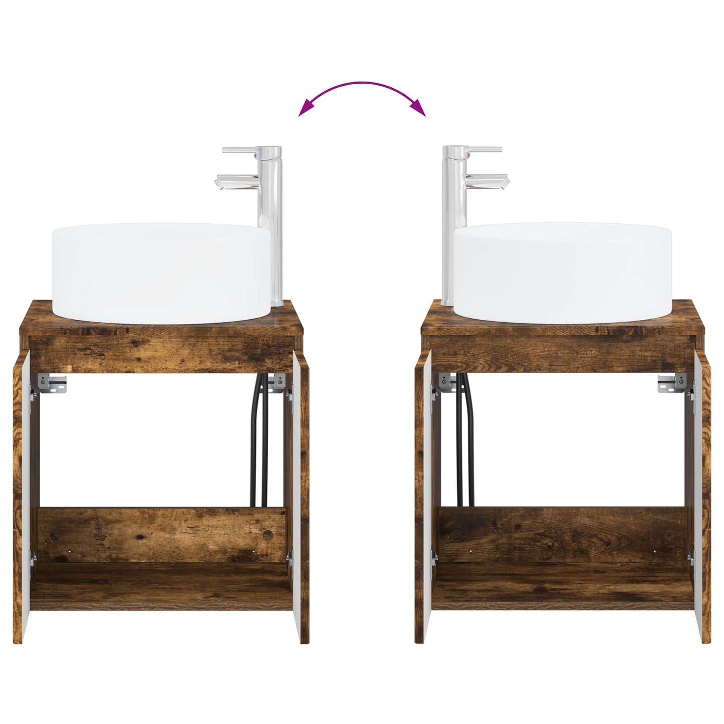 Bathroom Cabinet Set 3 pcs Smoked Oak 49.5 x 44.5 x 65.5 cm