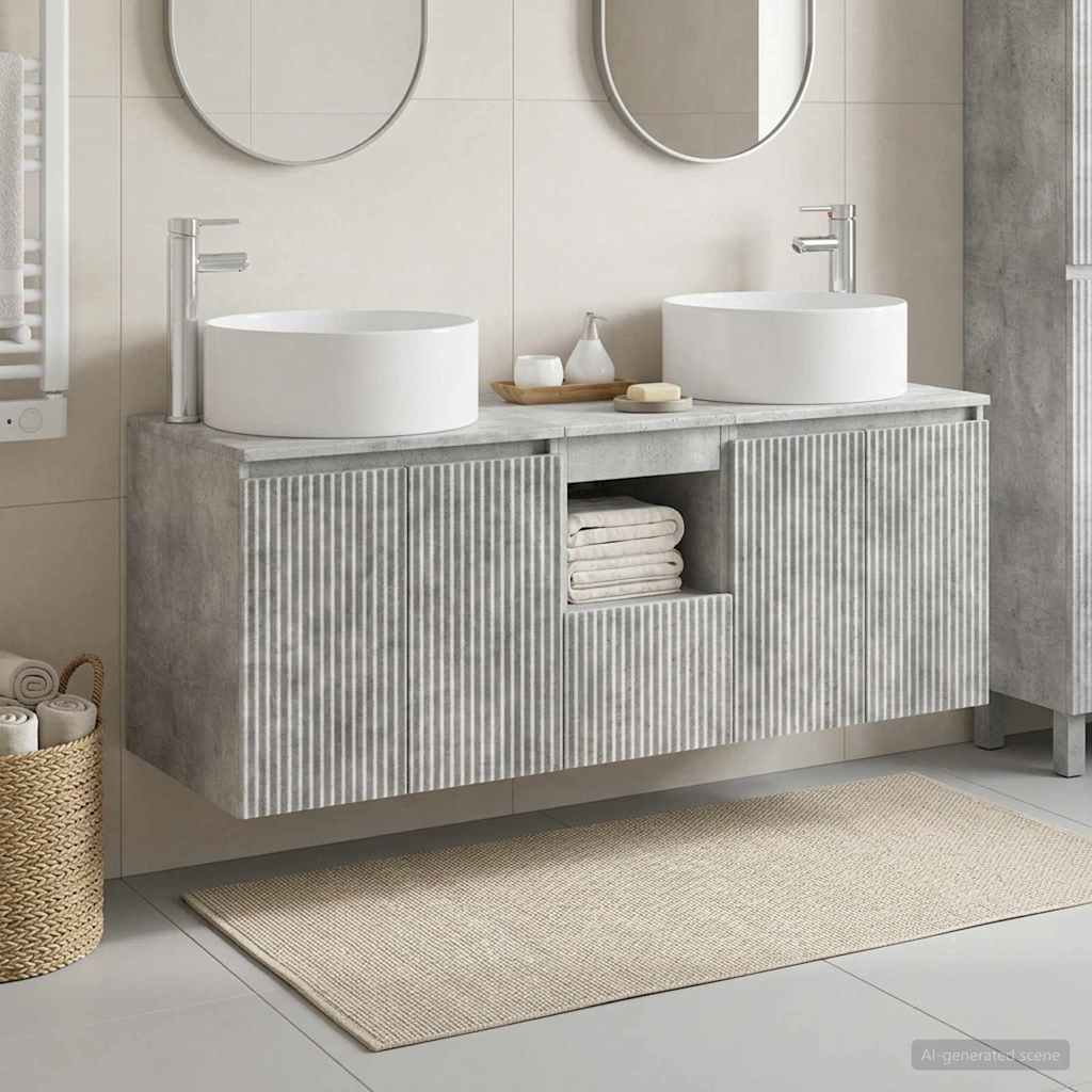Bathroom Cabinet Set 3 pcs Concrete Grey 49.5 x 44.5 x 65.5 cm
