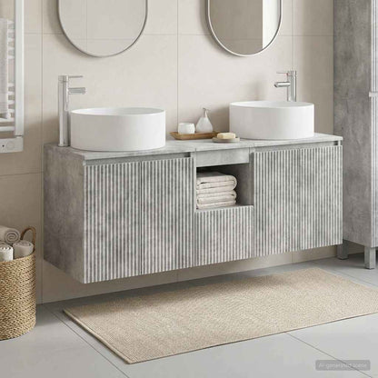 Bathroom Cabinet Set 3 pcs Concrete Grey 49.5 x 44.5 x 65.5 cm