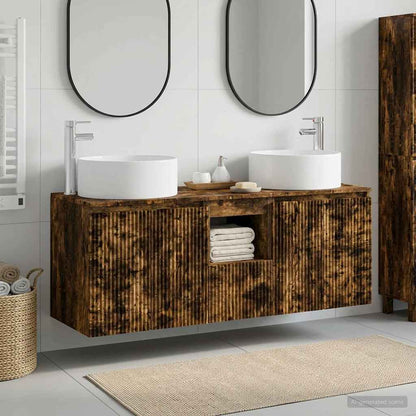 Bathroom Cabinet Set 3 pcs Smoked Oak 49.5 x 44.5 x 65.5 cm