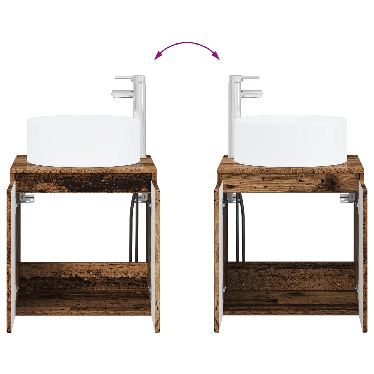 Bathroom Cabinet Set 3 pcs Old Wood 49.5 x 44.5 x 65.5 cm