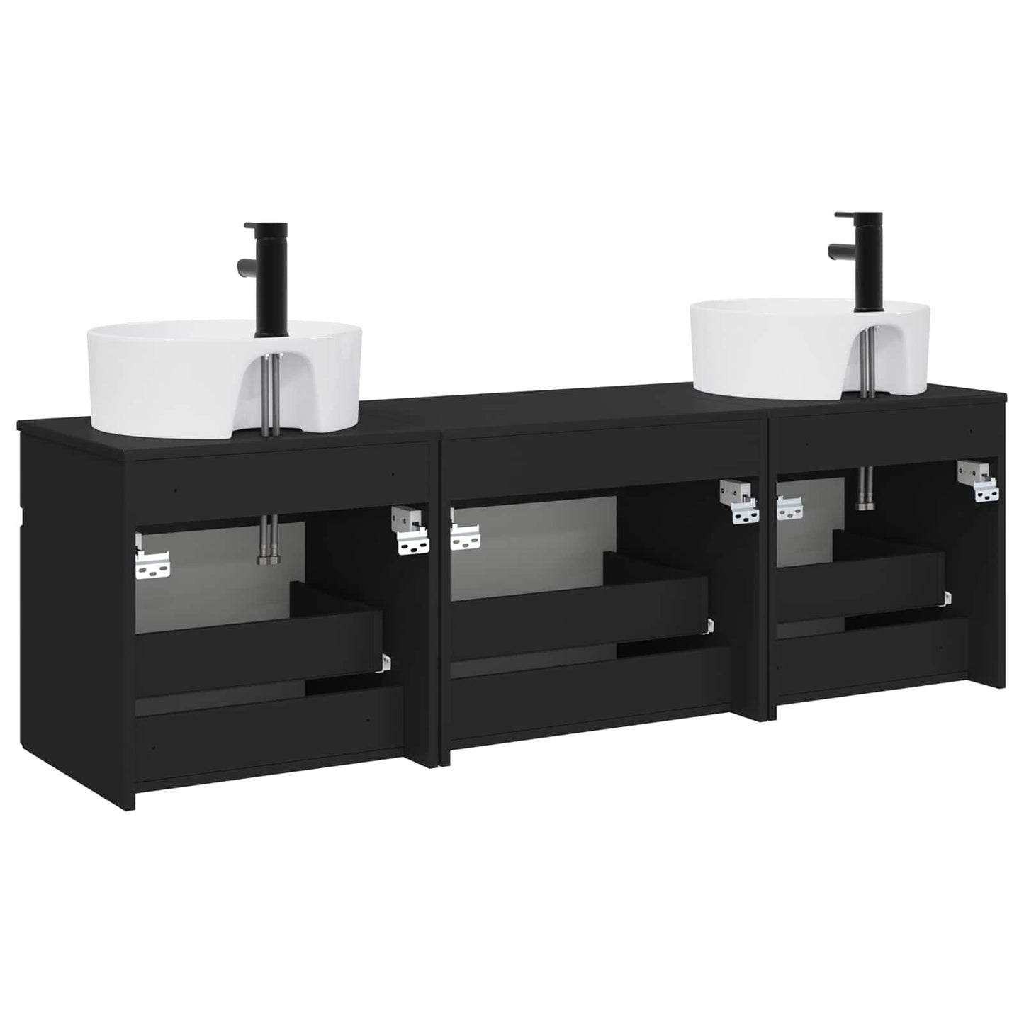 Bathroom Cabinet Set 3 pcs Black 49 x 44.5 x 65 cm