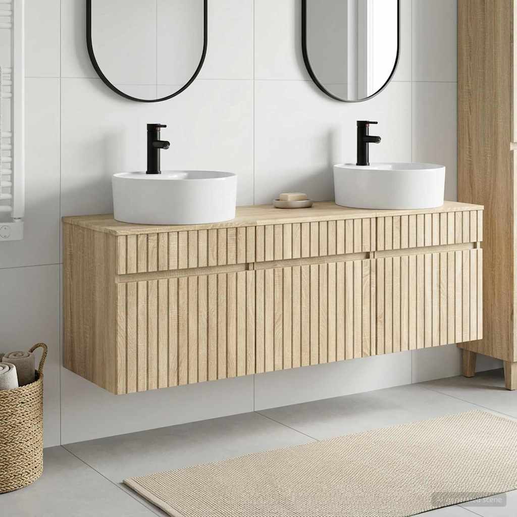Bathroom Cabinet Set 3 pcs Sonoma Oak 49 x 44.5 x 65 cm