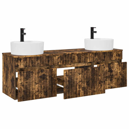 Bathroom Cabinet Set 3 pcs Smoked Oak 49 x 44.5 x 65 cm