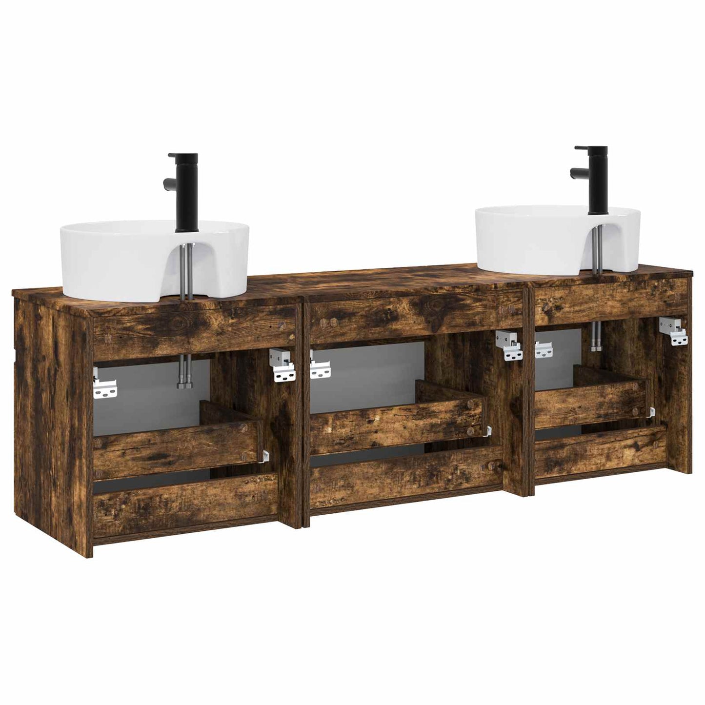 Bathroom Cabinet Set 3 pcs Smoked Oak 49 x 44.5 x 65 cm