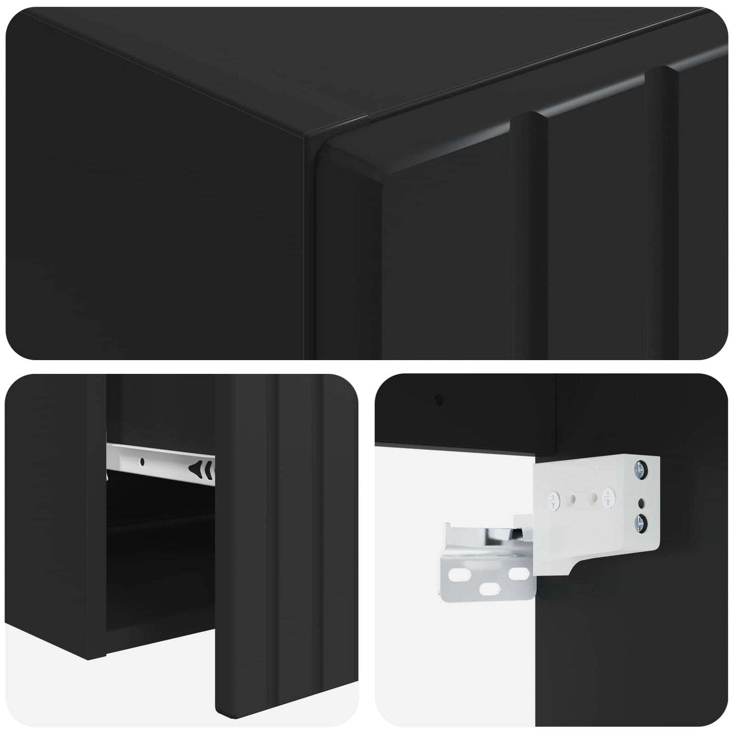 Bathroom Cabinet Set 3 pcs Black 49 x 44.5 x 66.5 cm