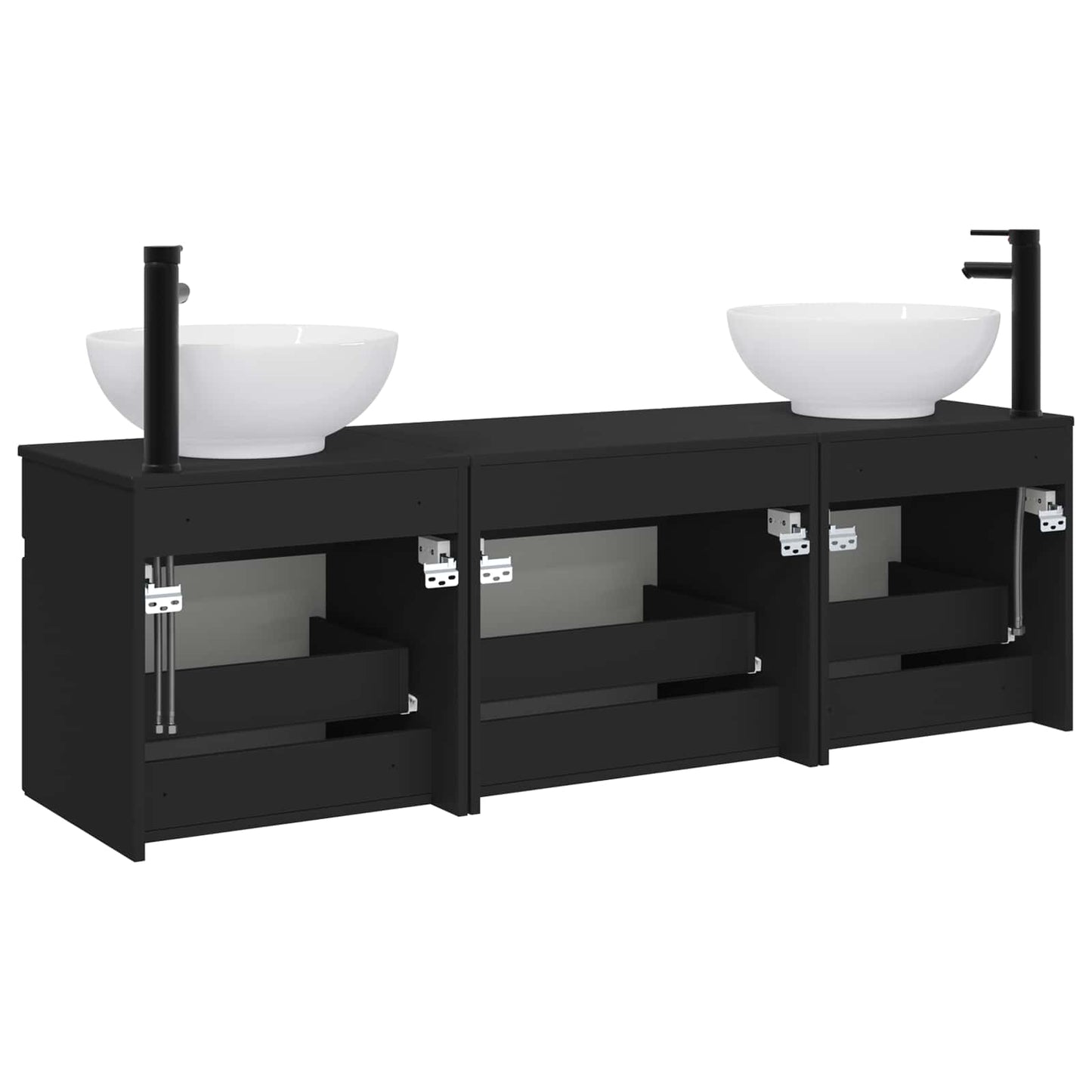 Bathroom Cabinet Set 3 pcs Black 49 x 44.5 x 66.5 cm