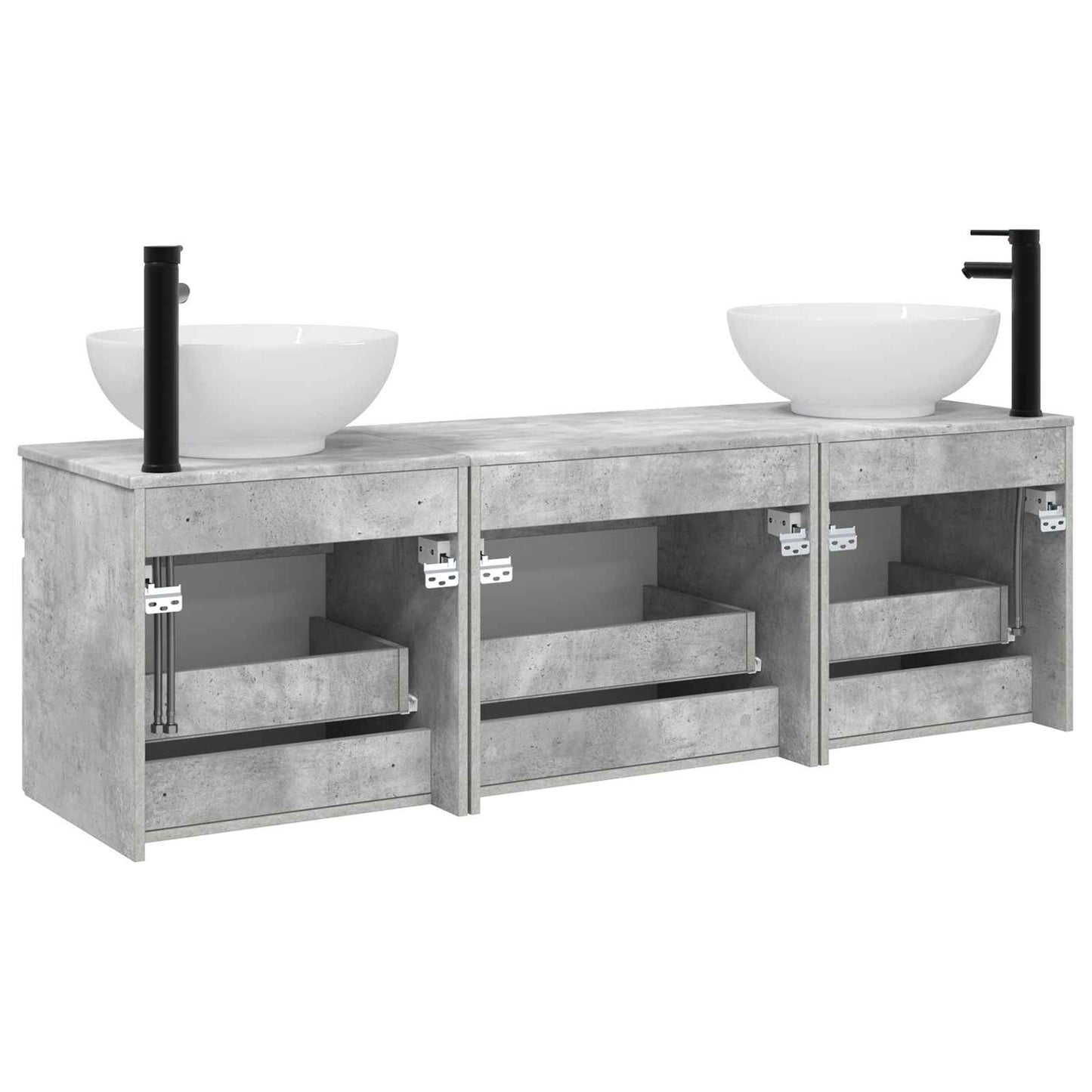 Bathroom Cabinet Set 3 pcs Concrete Grey 49 x 44.5 x 66.5 cm