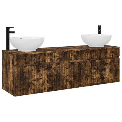 Bathroom Cabinet Set 3 pcs Smoked Oak 49 x 44.5 x 66.5 cm