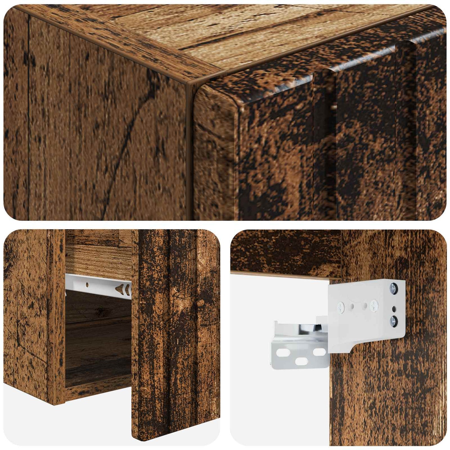 Bathroom Cabinet Set 3 pcs Old Wood 49 x 44.5 x 66.5 cm
