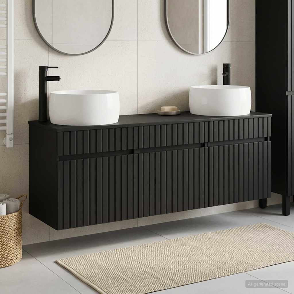 Bathroom Cabinet Set 3 pcs Black 49 x 44.5 x 66 cm