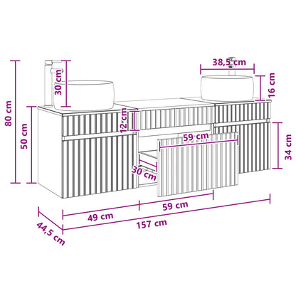 Bathroom Cabinet Set 3 pcs Concrete Grey 49 x 44.5 x 66 cm