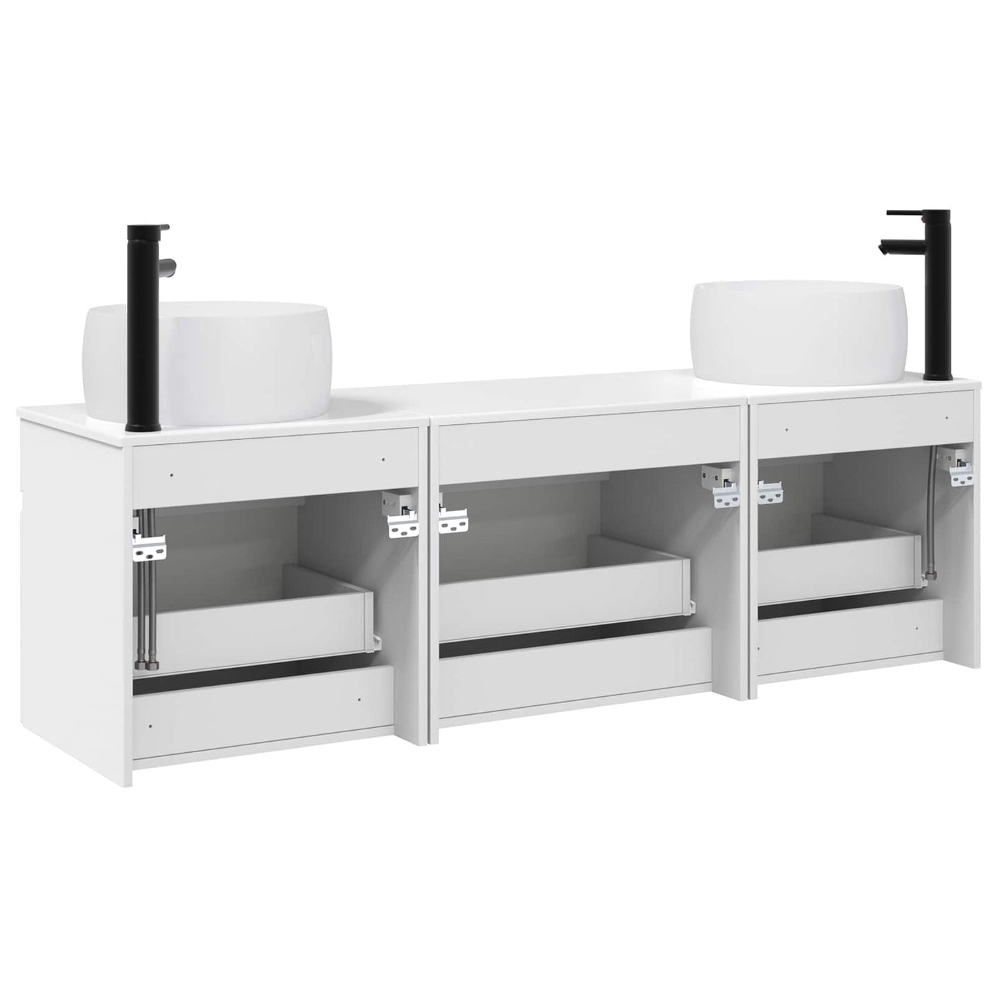Bathroom Cabinet Set 3 pcs High Gloss White 49 x 44.5 x 66 cm