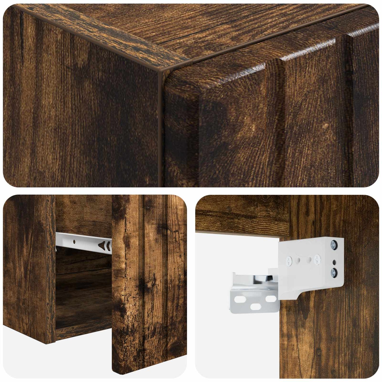 Bathroom Cabinet Set 3 pcs Smoked Oak 49 x 44.5 x 66 cm