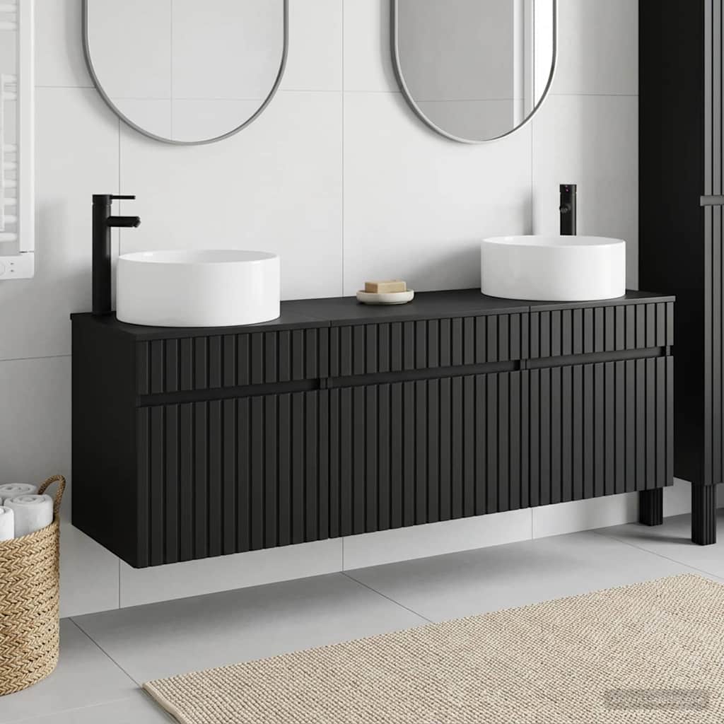 Bathroom Cabinet Set 3 pcs Black 49 x 44.5 x 65.5 cm
