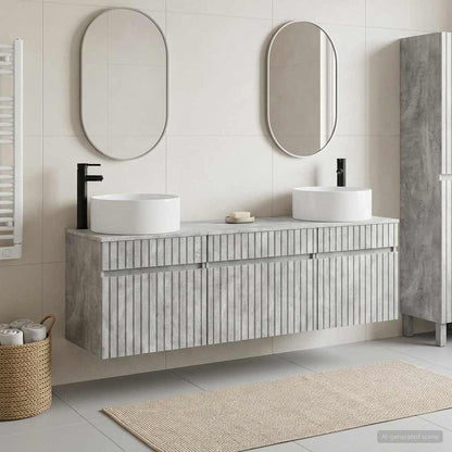 Bathroom Cabinet Set 3 pcs Concrete Grey 49 x 44.5 x 65.5 cm