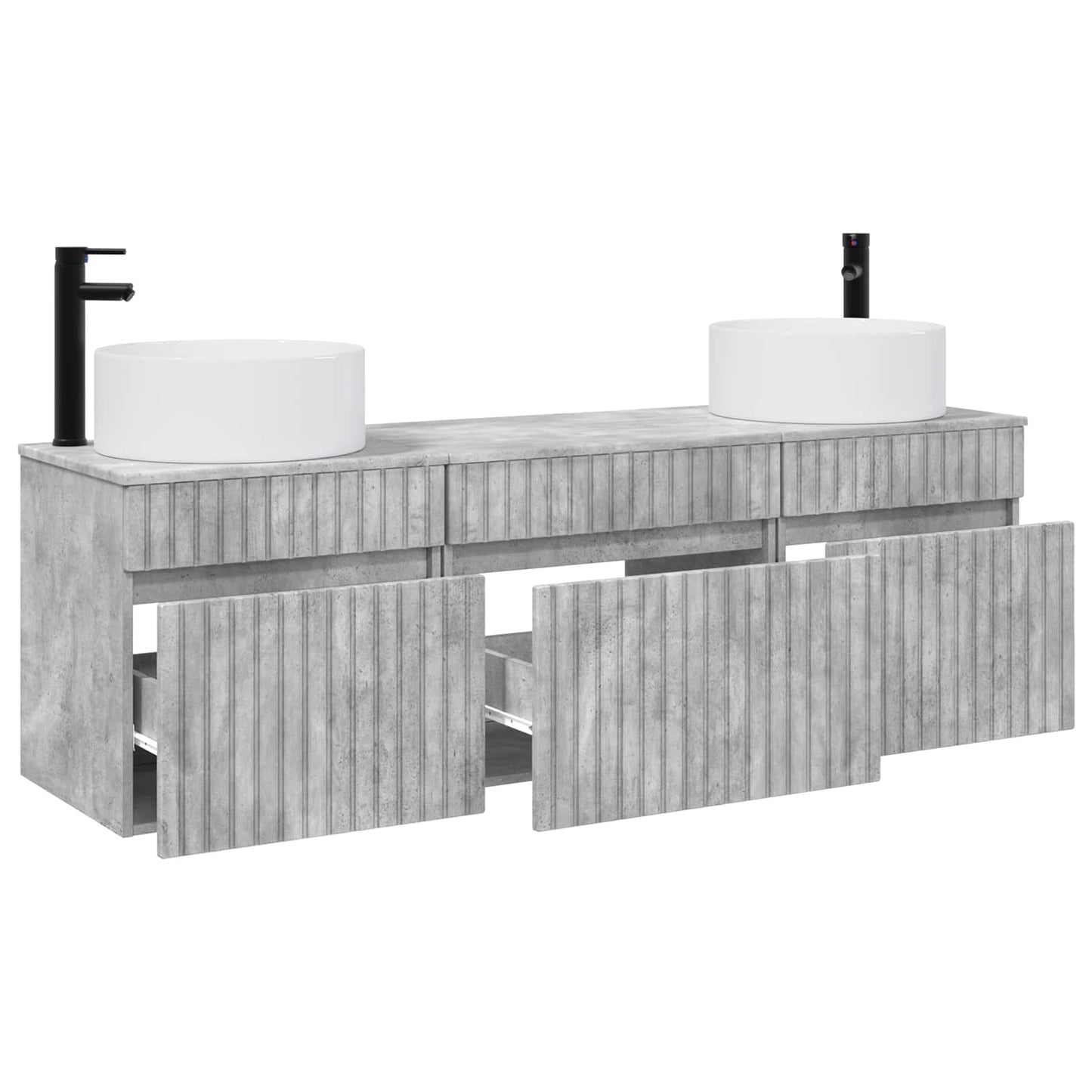 Bathroom Cabinet Set 3 pcs Concrete Grey 49 x 44.5 x 65.5 cm