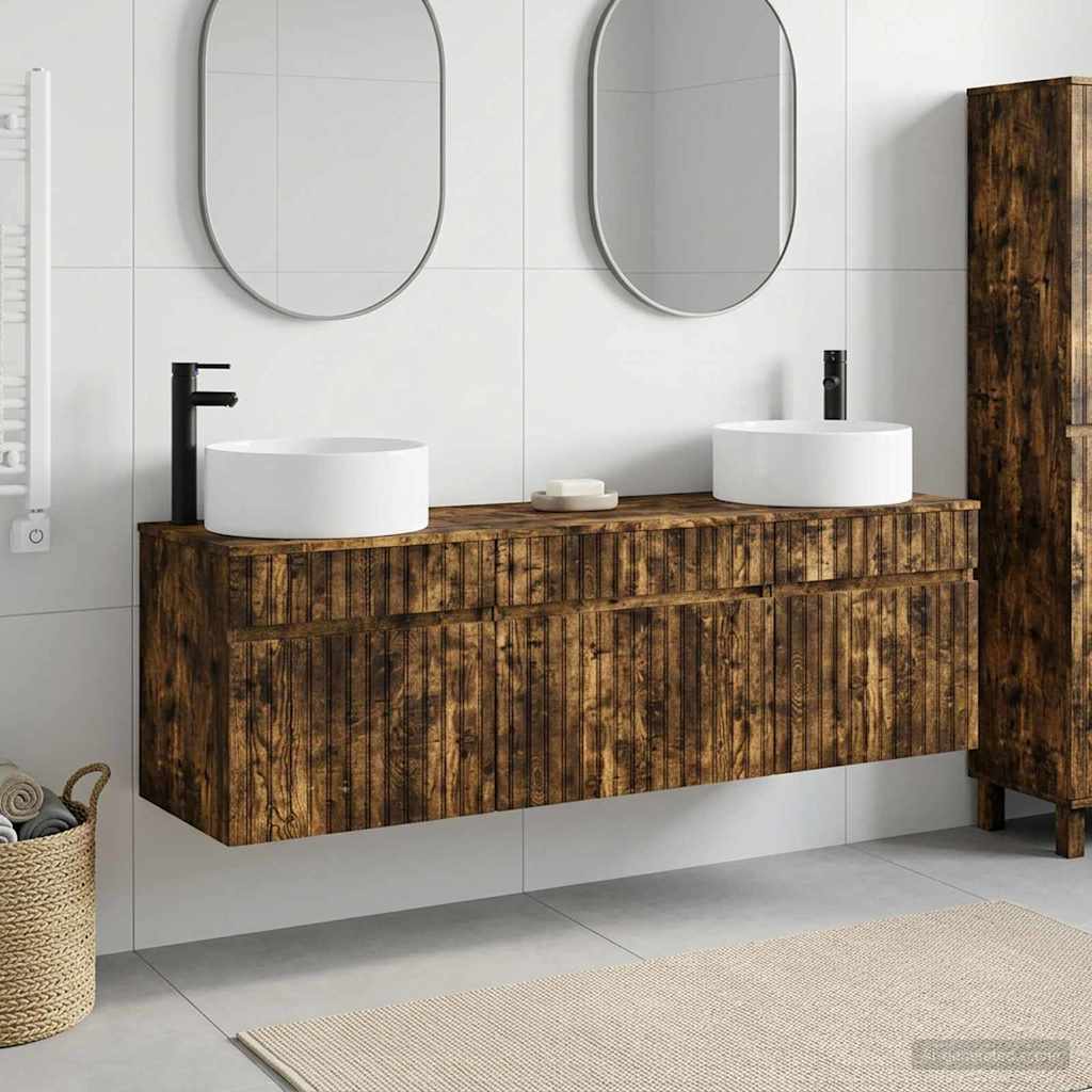 Bathroom Cabinet Set 3 pcs Smoked Oak 49 x 44.5 x 65.5 cm
