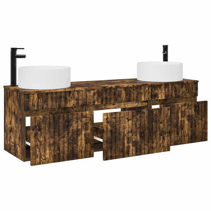 Bathroom Cabinet Set 3 pcs Smoked Oak 49 x 44.5 x 65.5 cm