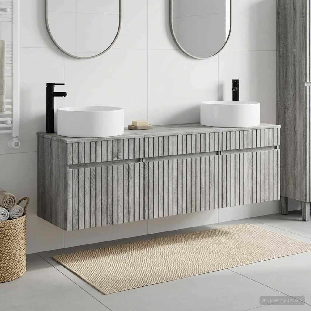 Bathroom Cabinet Set 3 pcs Grey Sonoma 49 x 44.5 x 65.5 cm