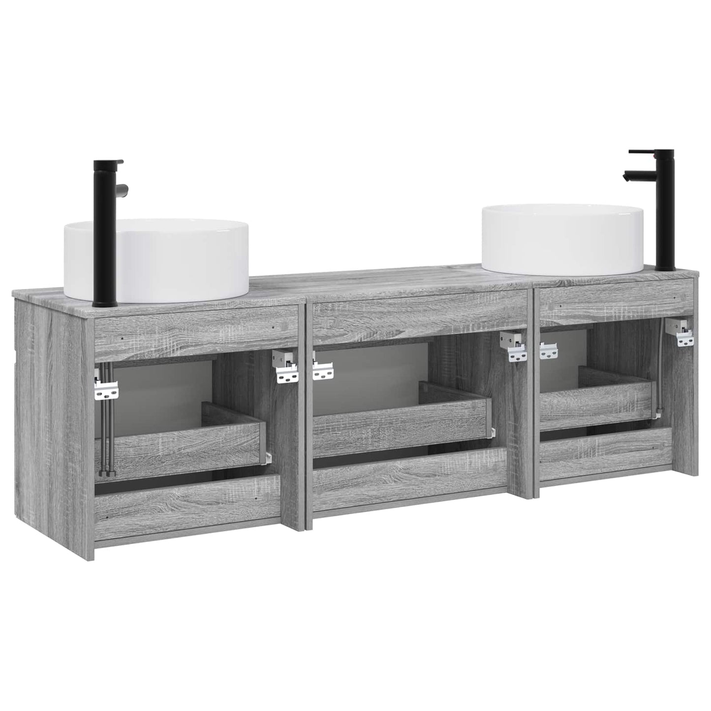 Bathroom Cabinet Set 3 pcs Grey Sonoma 49 x 44.5 x 65.5 cm