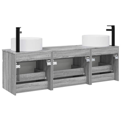 Bathroom Cabinet Set 3 pcs Grey Sonoma 49 x 44.5 x 65.5 cm