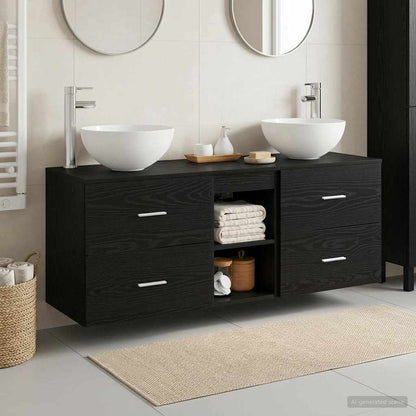 Bathroom Cabinet Set 3 pcs Black Oak 49.5 x 35 x 63 cm