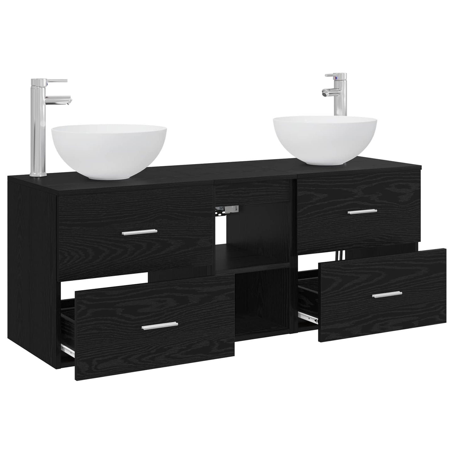 Bathroom Cabinet Set 3 pcs Black Oak 49.5 x 35 x 63 cm