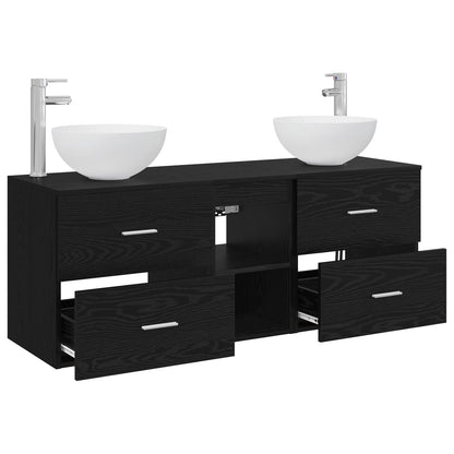 Bathroom Cabinet Set 3 pcs Black Oak 49.5 x 35 x 63 cm
