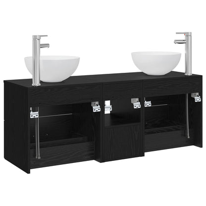 Bathroom Cabinet Set 3 pcs Black Oak 49.5 x 35 x 63 cm