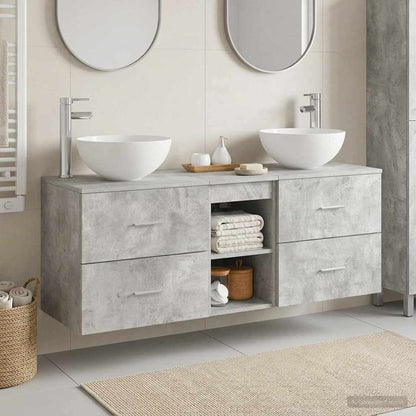 Bathroom Cabinet Set 3 pcs Concrete Grey 49.5 x 35 x 63 cm