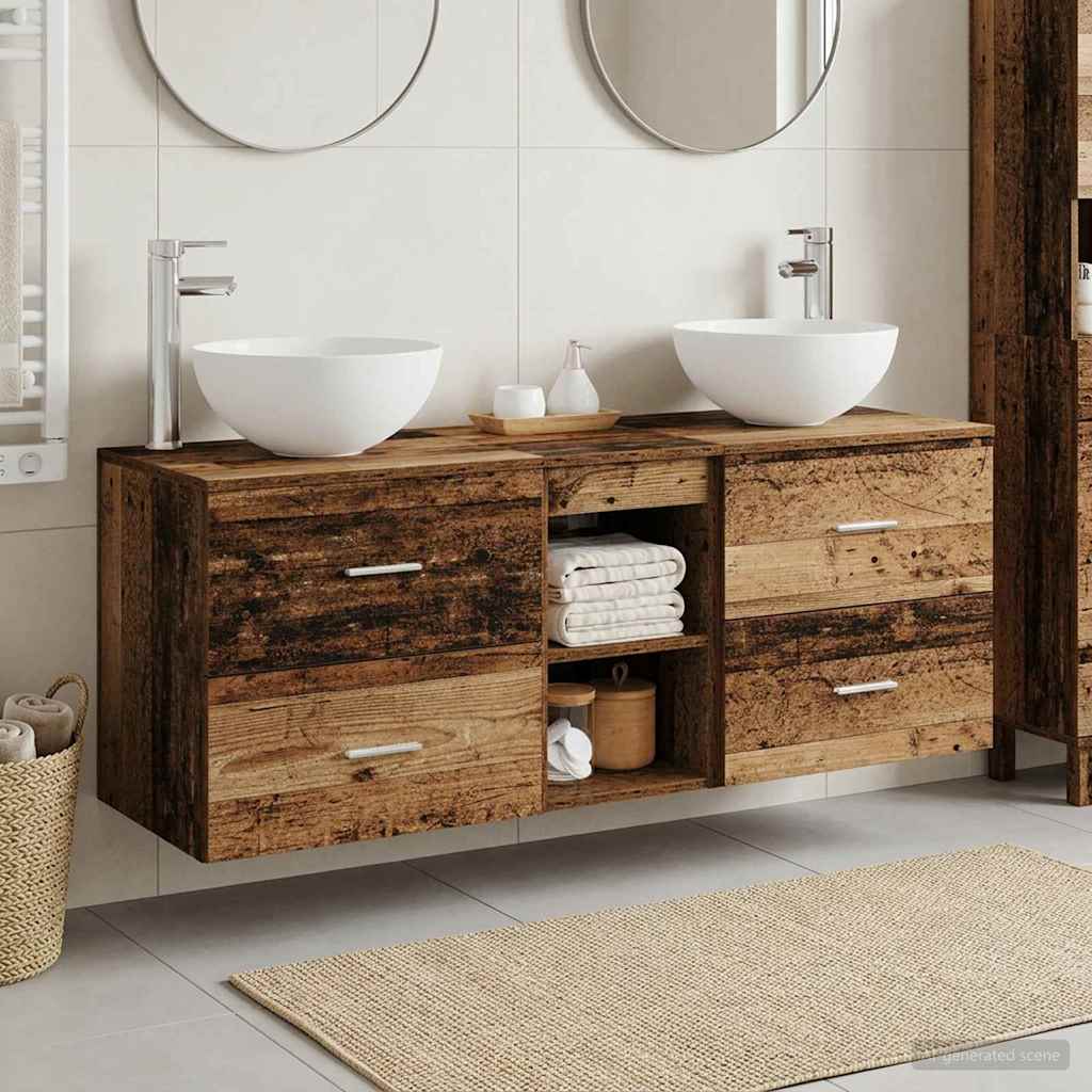 Bathroom Cabinet Set 3 pcs Old Wood 49.5 x 35 x 63 cm