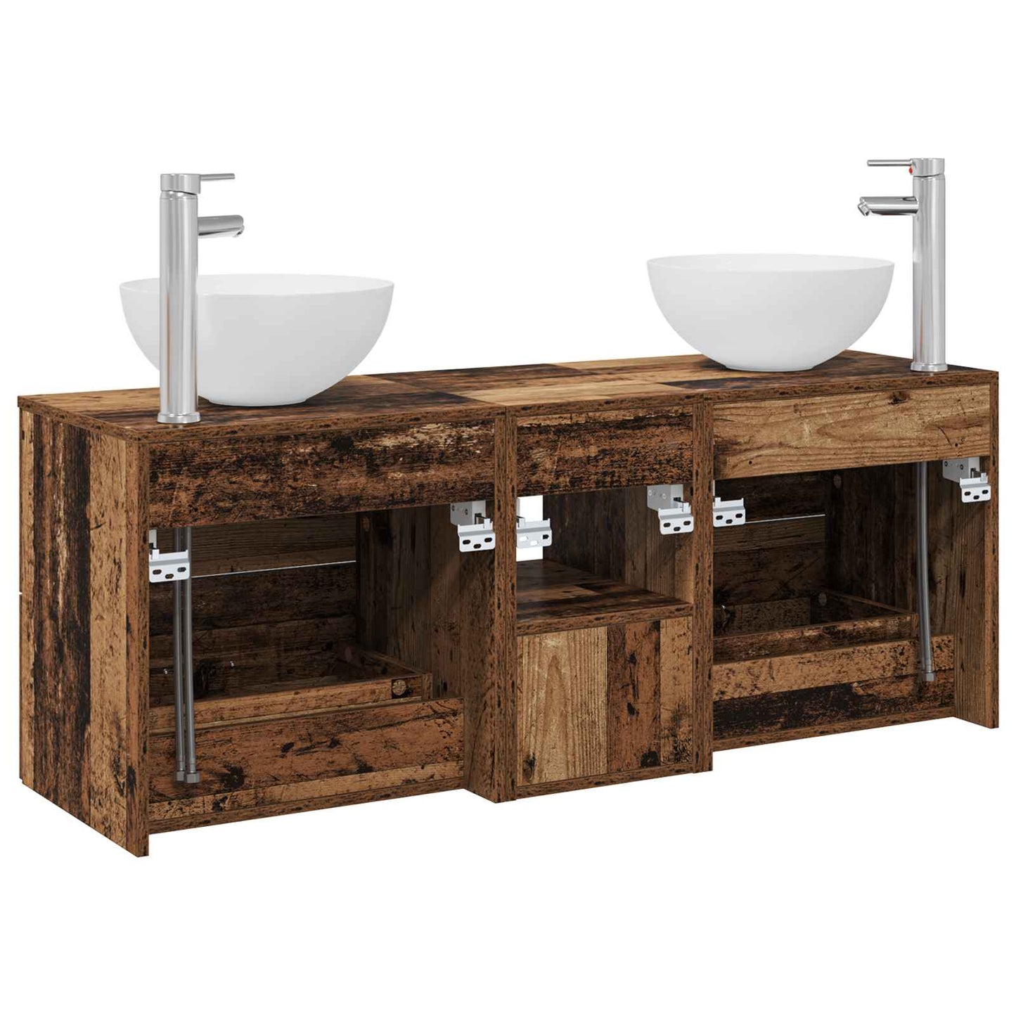 Bathroom Cabinet Set 3 pcs Old Wood 49.5 x 35 x 63 cm