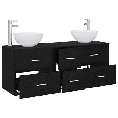Bathroom Cabinet Set 3 pcs Black Oak 49.5 x 35 x 63 cm