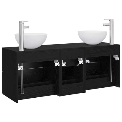 Bathroom Cabinet Set 3 pcs Black Oak 49.5 x 35 x 63 cm