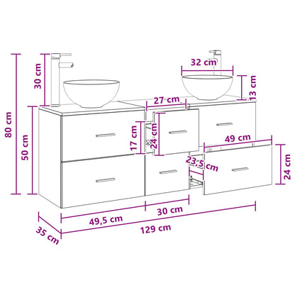 Bathroom Cabinet Set 3 pcs Concrete Grey 49.5 x 35 x 63 cm