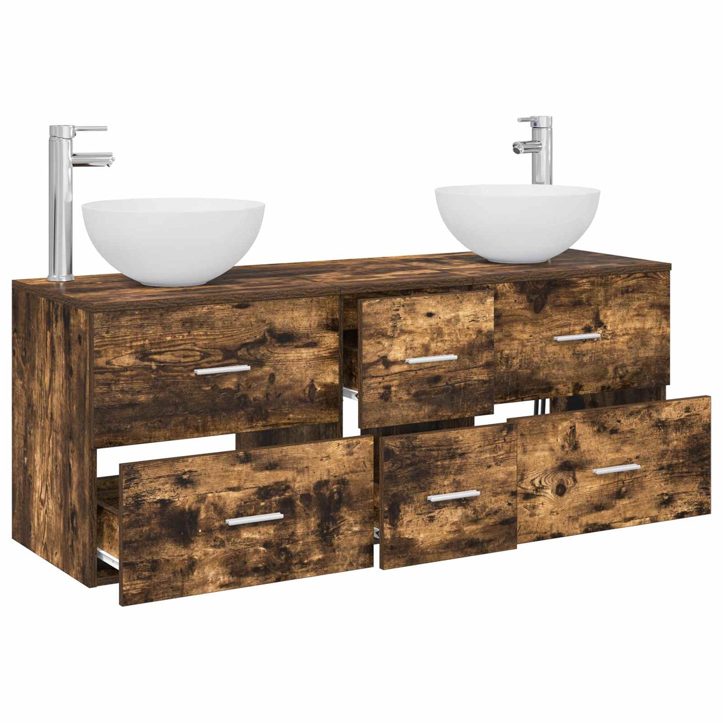 Bathroom Cabinet Set 3 pcs Smoked Oak 49.5 x 35 x 63 cm