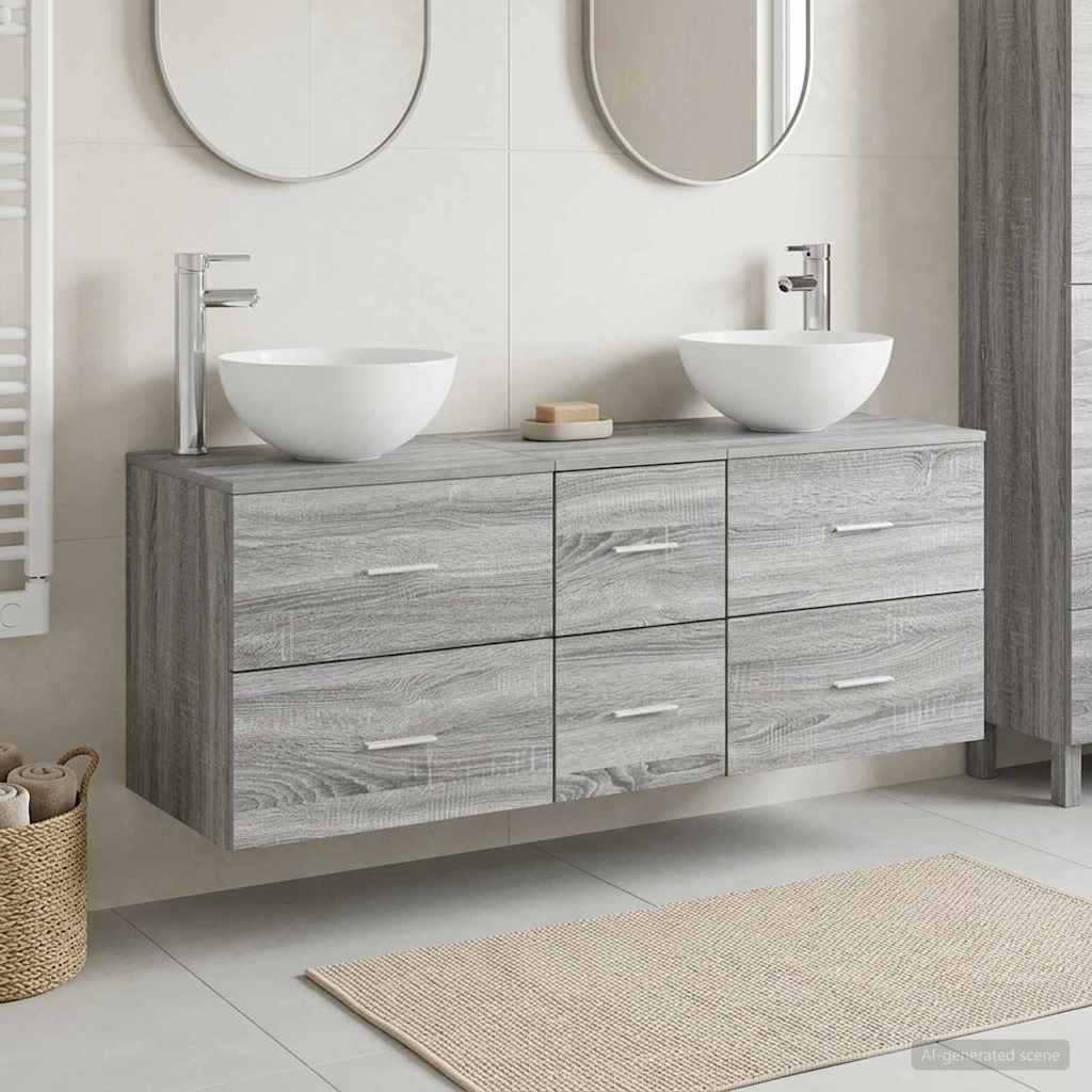 Bathroom Cabinet Set 3 pcs Grey Sonoma 49.5 x 35 x 63 cm