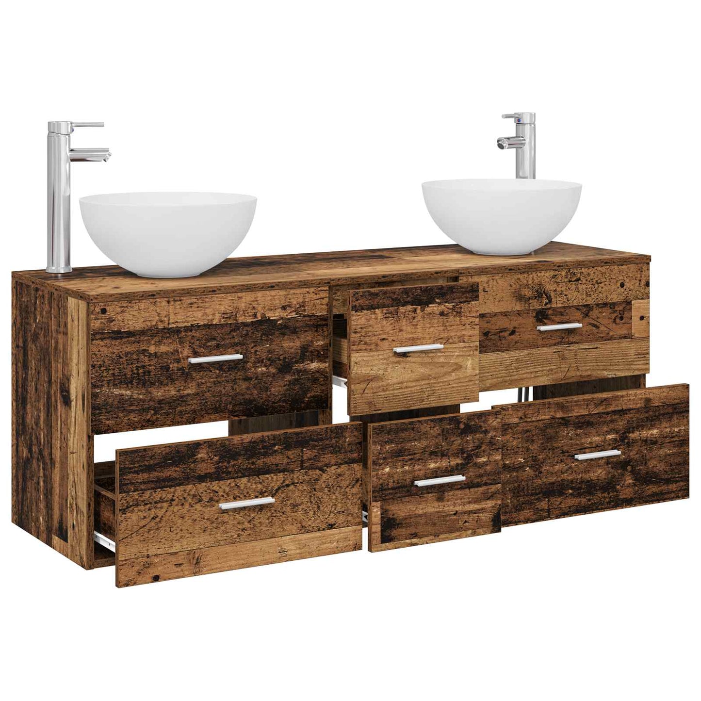 Bathroom Cabinet Set 3 pcs Old Wood 49.5 x 35 x 63 cm