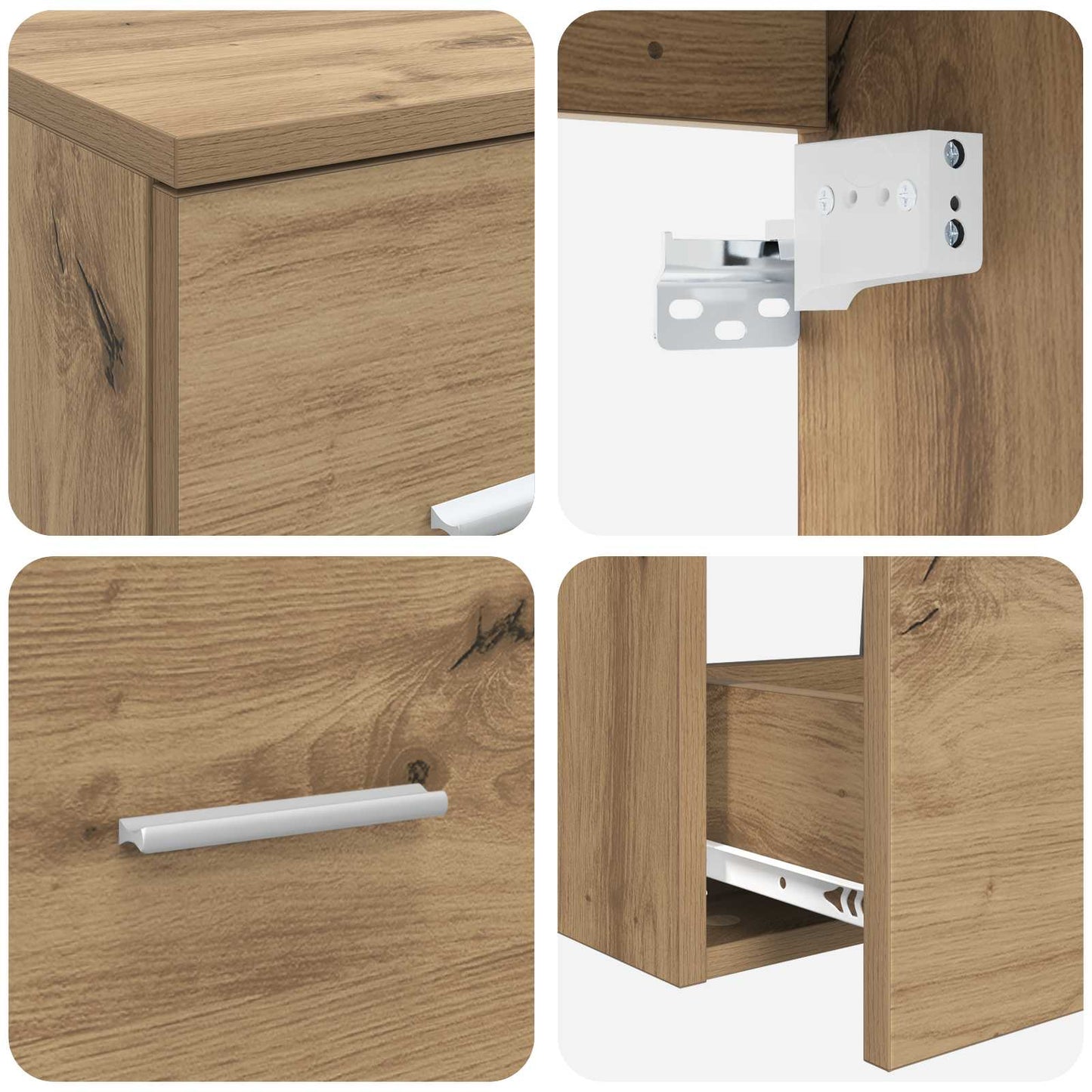 Bathroom Cabinet Set 3 pcs Artisan Oak 49.5 x 35 x 63 cm