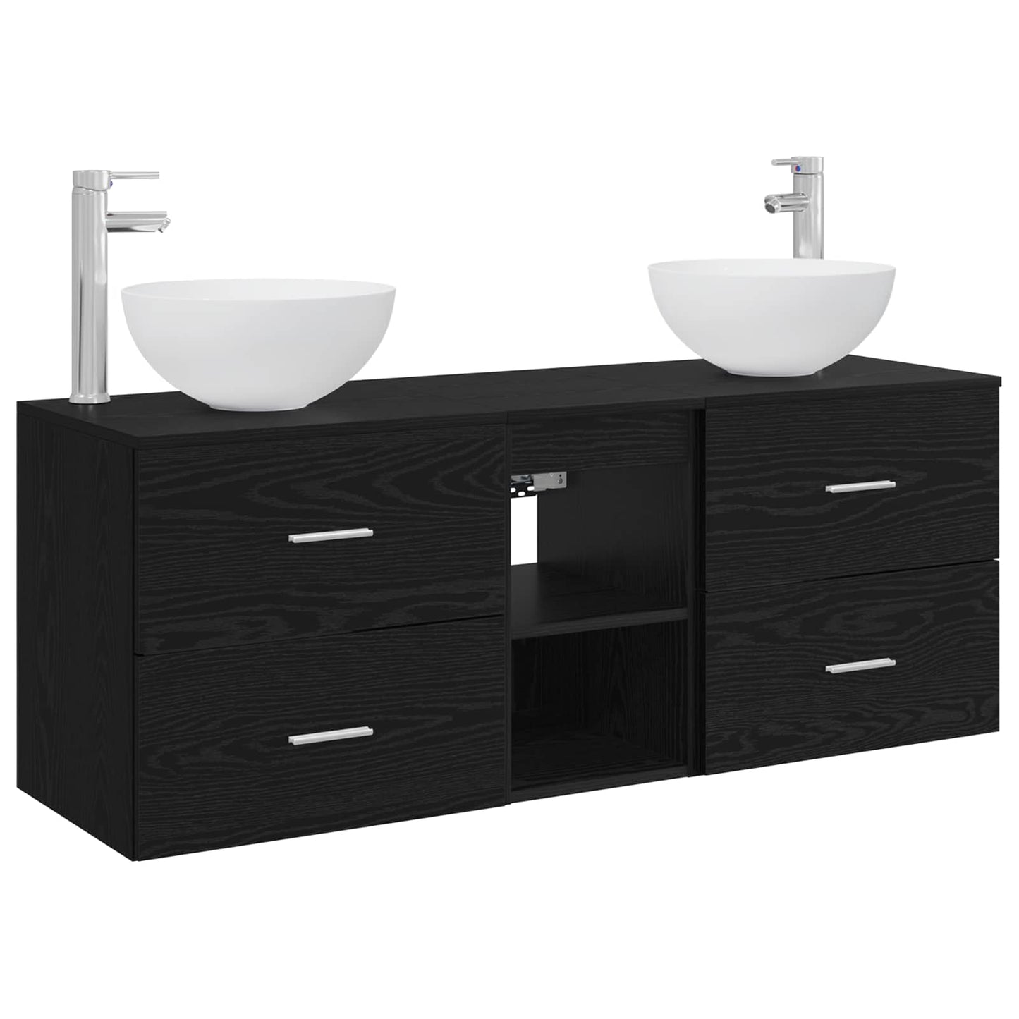 Bathroom Cabinet Set 3 pcs Black Oak 49.5 x 41 x 64.5 cm