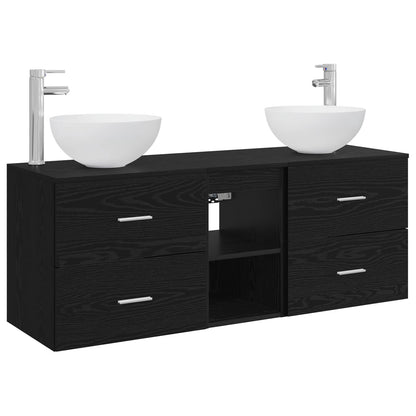 Bathroom Cabinet Set 3 pcs Black Oak 49.5 x 41 x 64.5 cm