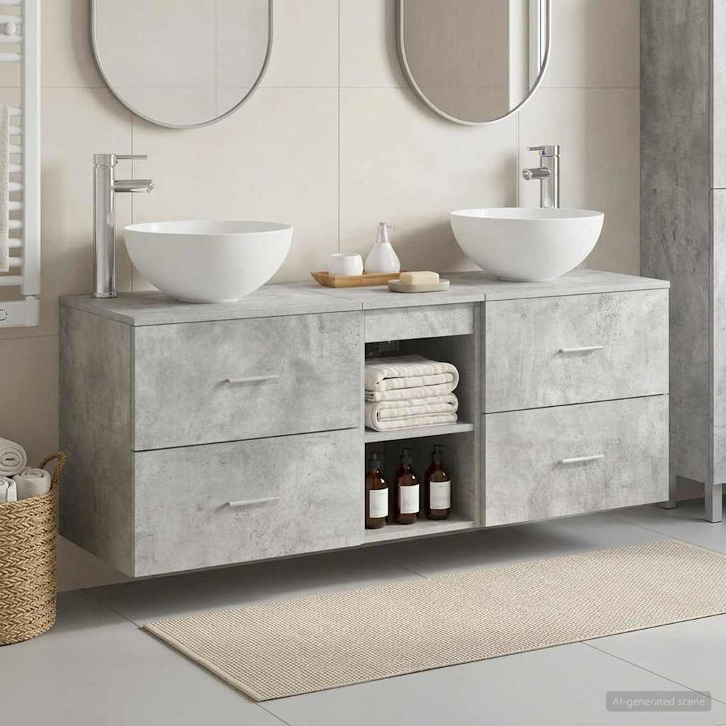 Bathroom Cabinet Set 3 pcs Concrete Grey 49.5 x 41 x 64.5 cm