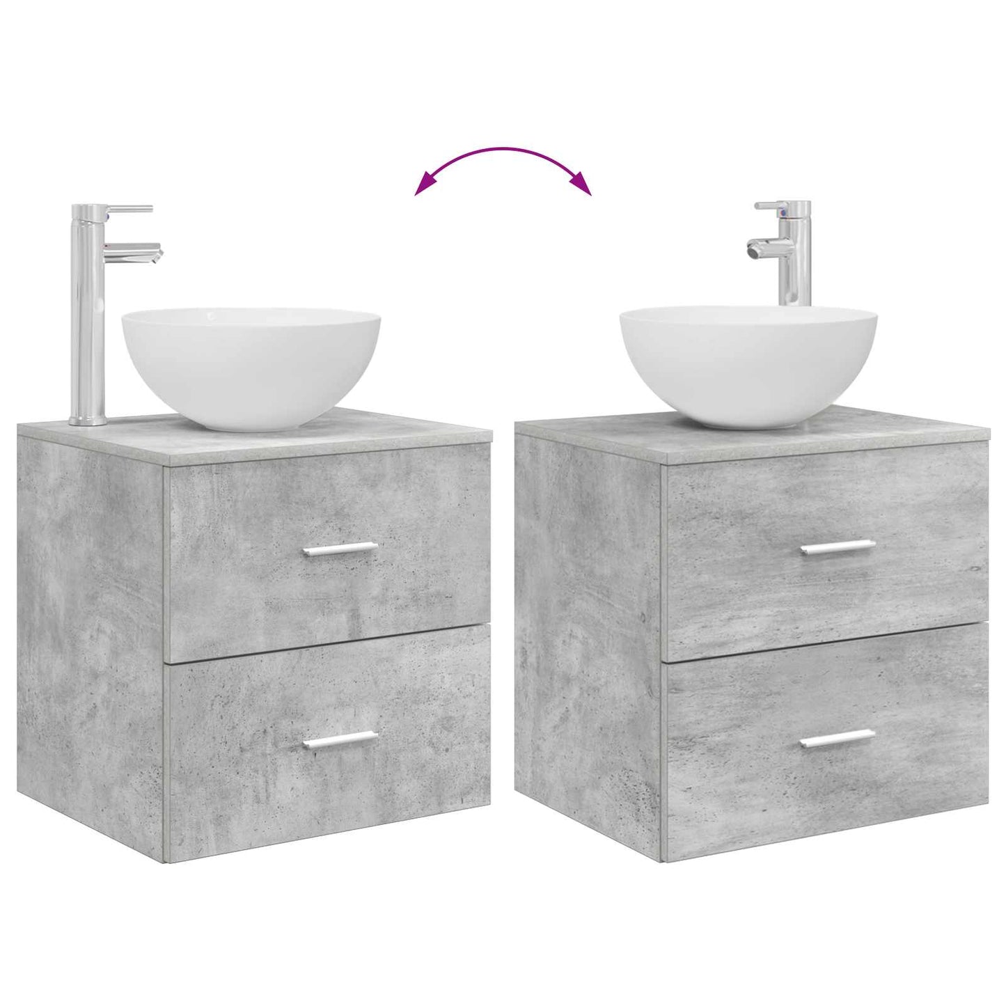 Bathroom Cabinet Set 3 pcs Concrete Grey 49.5 x 41 x 64.5 cm