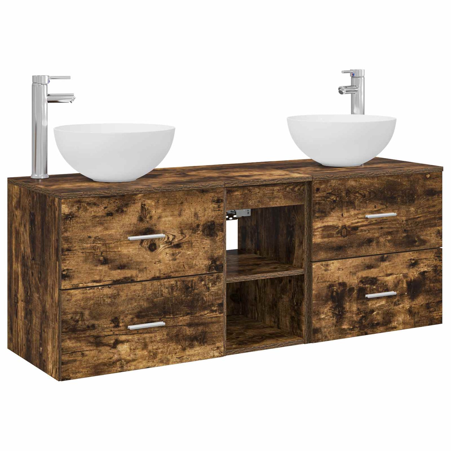 Bathroom Cabinet Set 3 pcs Smoked Oak 49.5 x 41 x 64.5 cm