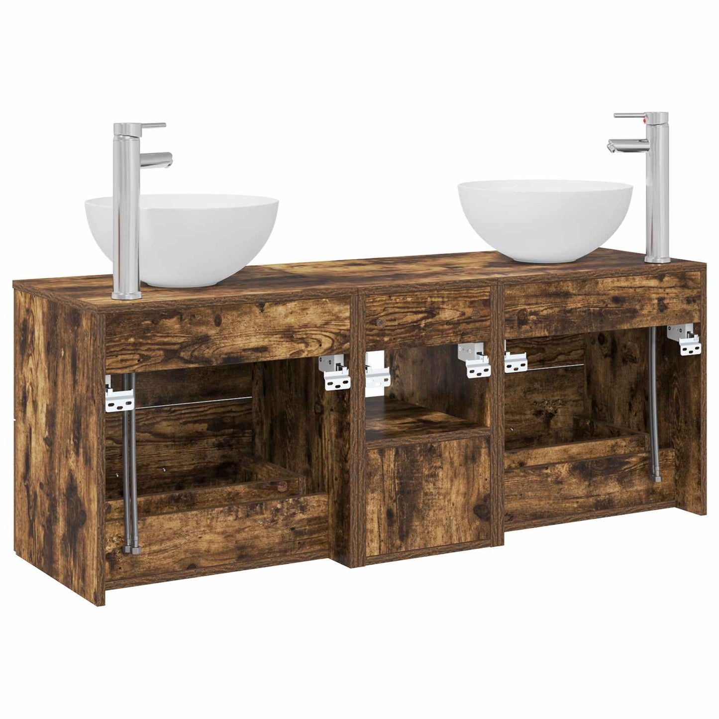 Bathroom Cabinet Set 3 pcs Smoked Oak 49.5 x 41 x 64.5 cm