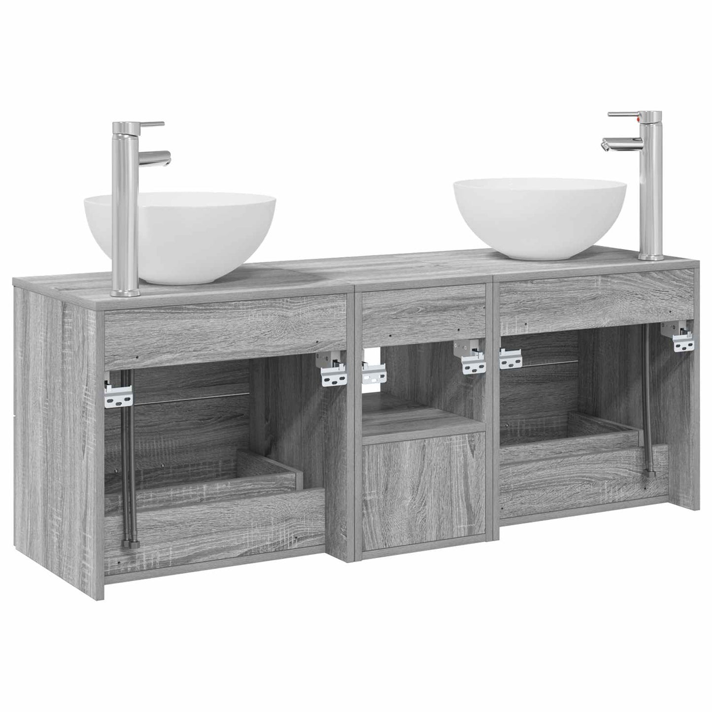 Bathroom Cabinet Set 3 pcs Grey Sonoma 49.5 x 41 x 64.5 cm