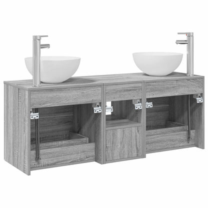 Bathroom Cabinet Set 3 pcs Grey Sonoma 49.5 x 41 x 64.5 cm